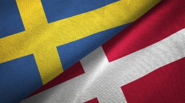Sweden and Denmark flags
